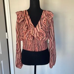 NWT Bar III Print Blouse Sz M